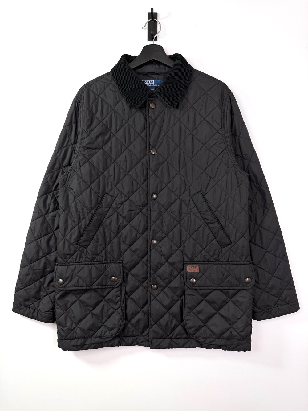 Vintage Polo Ralph Lauren Nylon Quilted Barn Jacket Large Buttonup Black
